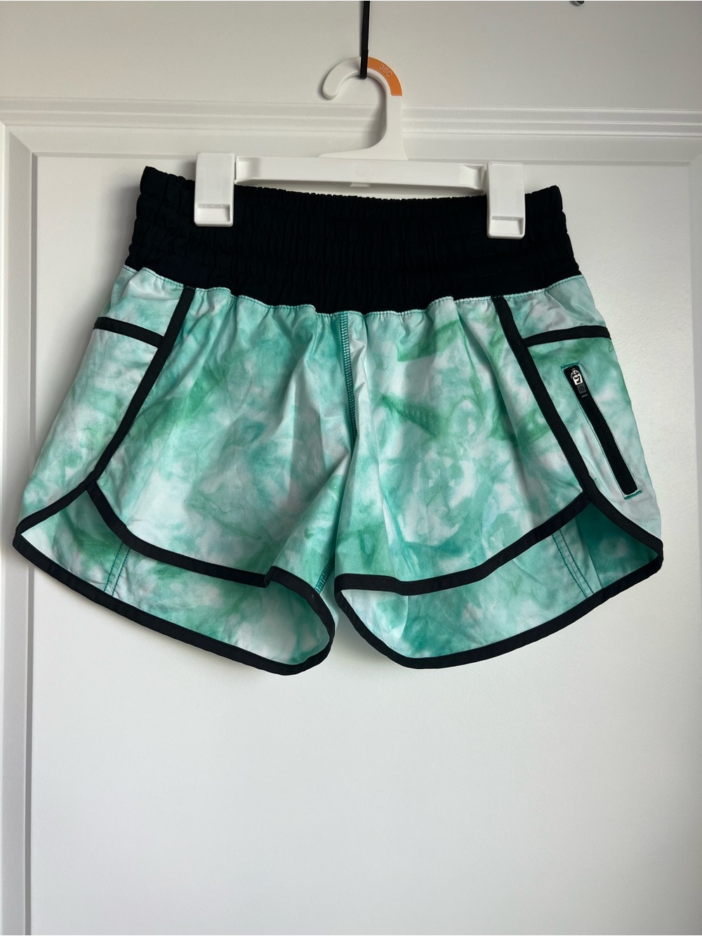 lululemon athletica Mint Tie-Dye Athletic Shorts with Black Trim